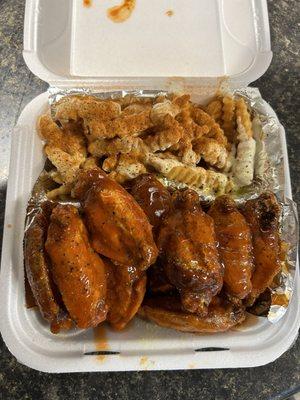 Wings and Cajun Ranch Fries