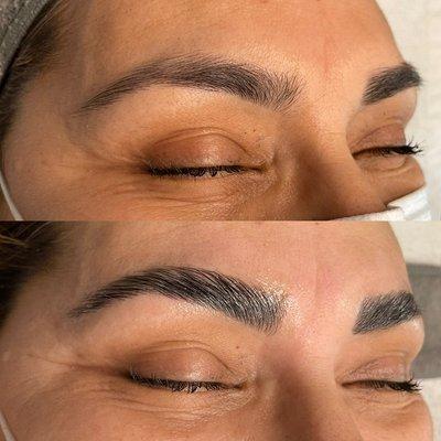 Before and after Brow lamination