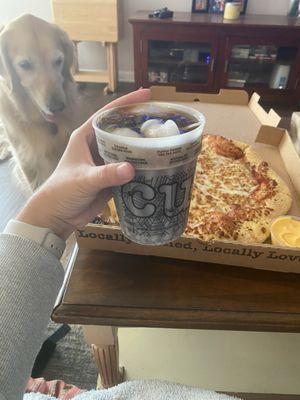 Halloween cup + cheese pizza day