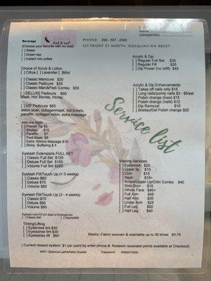 service list