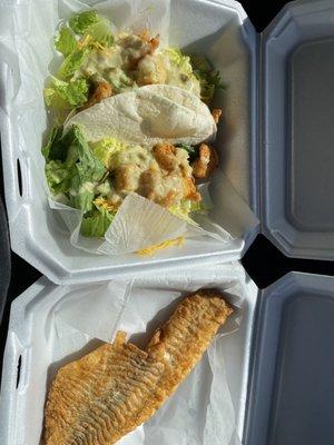 Shrimp taco and fish