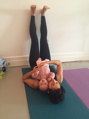 Final relaxation pose {Legs Against the Wall} for Mom & Baby