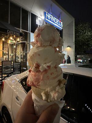 Strawberry cheesecake on cake cone