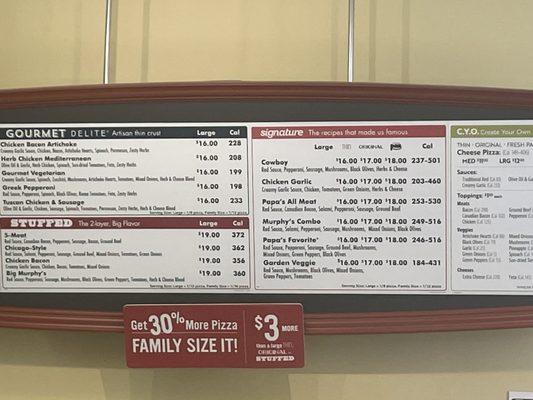 In store menu