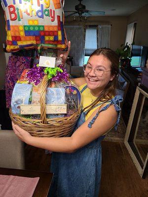 Happy Birthday Girl with her Basket of Goodies!!!