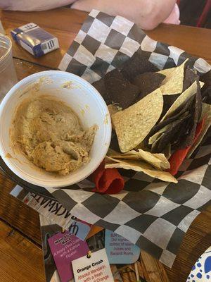 The crab dip and chips.