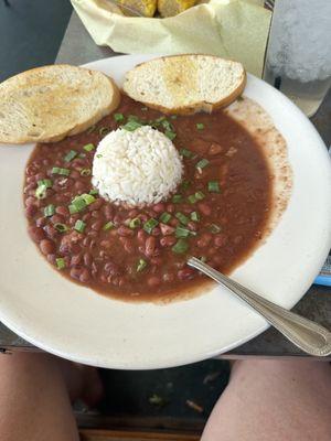 Red beans and rice add a little hot sauce and you can't go wrong. Kudos for this.