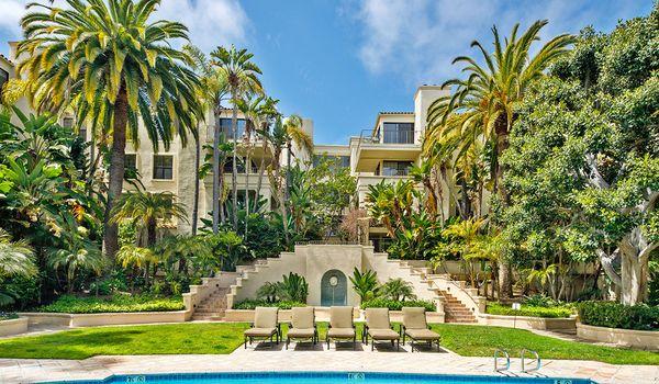 Resort-inspired heated pool and landscaped courtyard