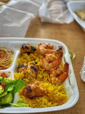 Wonderful chicken kabob and shrimp skewers