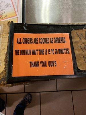 Sign on counter