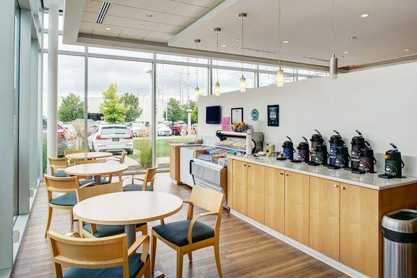 The customer lounge area at Fields Volvo Cars Northfield