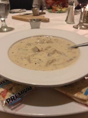 Clam chowder.... giant potatoes and a home made taste :)