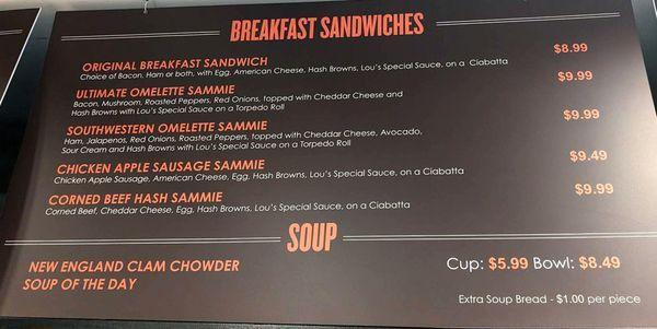 breakfast menu