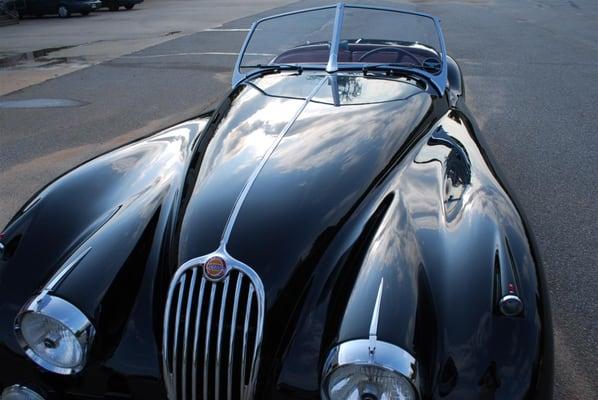 Jaguar XK140 that received our paint restoration service on.