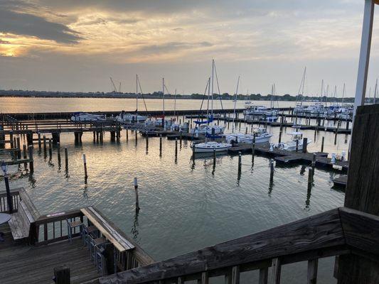 Outdoor seating view of marina