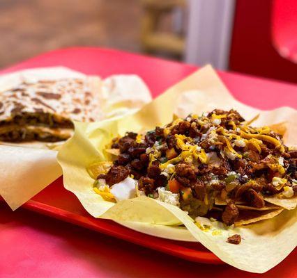 Pork adobado nachos