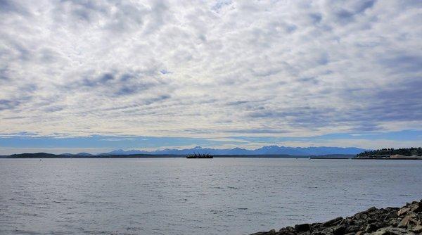 Westward view looking at the Olympic Mountains at a distance