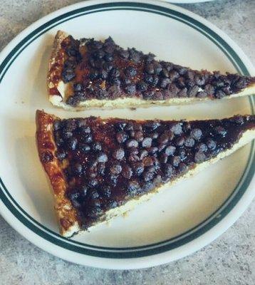 One of our most highly requested pizzas: the chocolate chip dessert pizza. Come in today and indulge the taste!