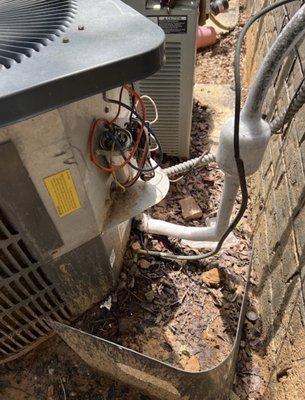 Ac compressor frozen up with exposed wires and sunken in the mud