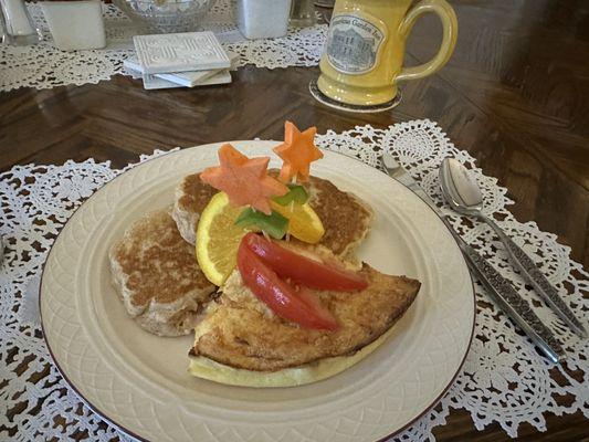 Pancakes and a turkey frittata