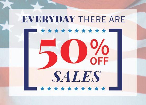 EVERY DAY we have 50% OFF of something!