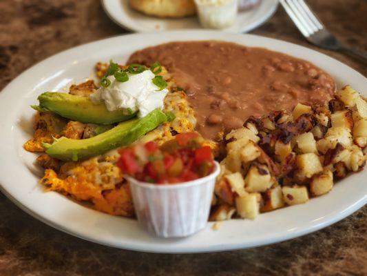 The chorizo and eggs is a solid choice and not too greasy.