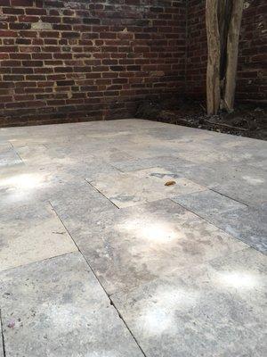 New Travertine patio.