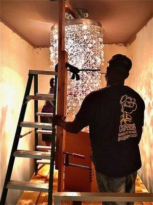 Chandelier  removal & custom crating Beverly Hills