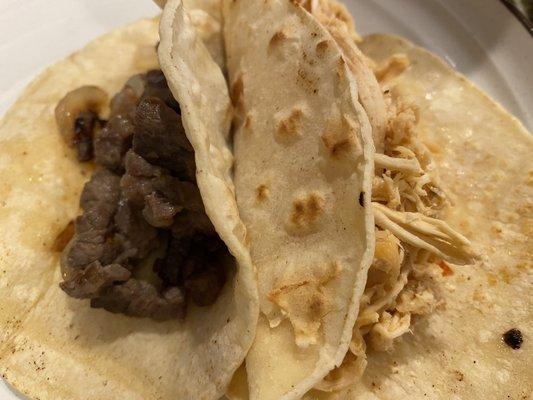 Steak and chicken tacos