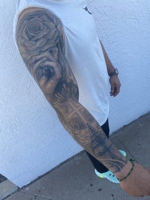 Religious rose sleeve