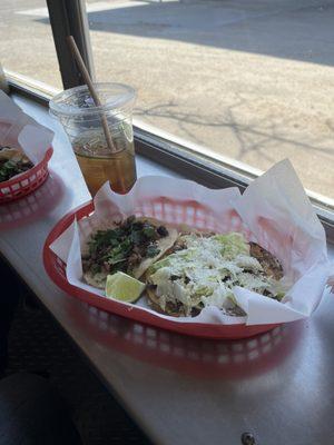 Amazing street asada taco and asada and bean tostada.  Delicious we had seconds!