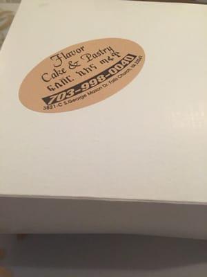 Sticker on the pastry to-go box