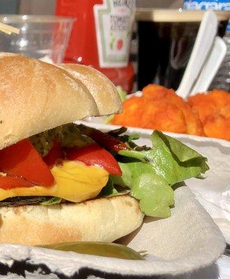 Burger and Buffalo cauliflower