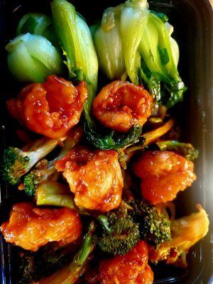 My Prawns sautéed w Szechuan sauce Bok Choy & Broccoli. Delicious! - 10/28/2023