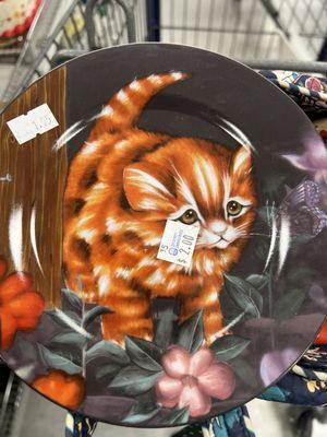 $2 Decorative cat plate that looks just like my sad boi