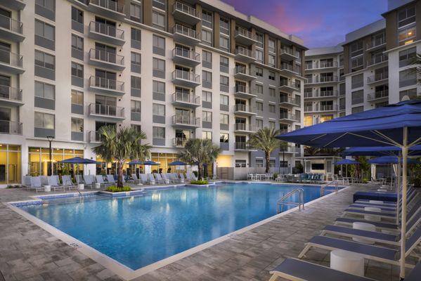 Heated Pool at The Marc Luxury Apartments in Palm Beach Gardens FL