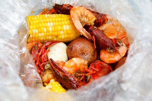 Sweet corn, Jumbo shrimp, Potato, Crawfish