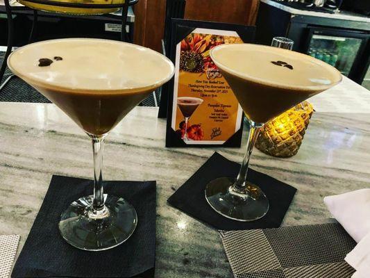 Espresso Martini. Fresh pressed Espresso to start these delicious Martinis