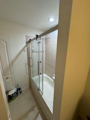 New shower door install