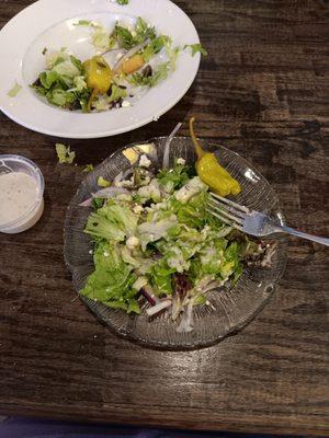 Small Greek salad shared between the 2 of us along with the med pizza was the perfect amount of food even though we left 1 slice.