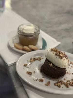 Special dessert butterscotch pudding and a decadent chocolate dessert