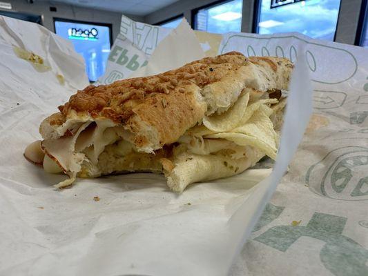 Delicious! I just like turkey, cheese, mustard and chips in my sandwiches from Subway.