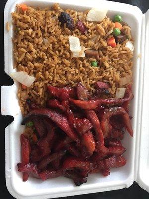 Boneless spare ribs with pork fried rice