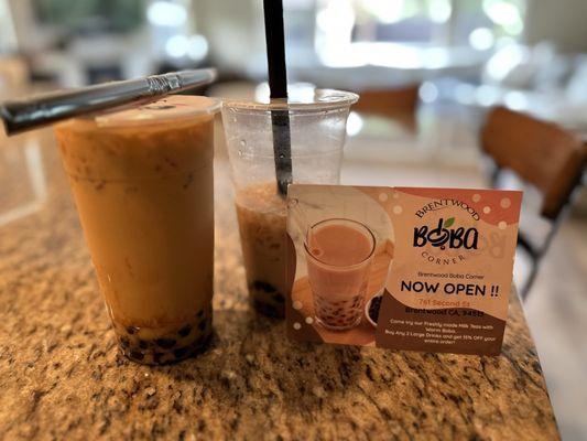 Thai tea and classic milk tea.