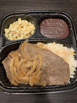 Takeout: Bistec Encebollado (steak and onions)