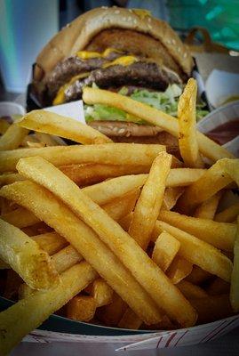 Fries and Double Cheeseburger