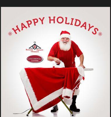 Happy holidays from santa and concordville cleaners!