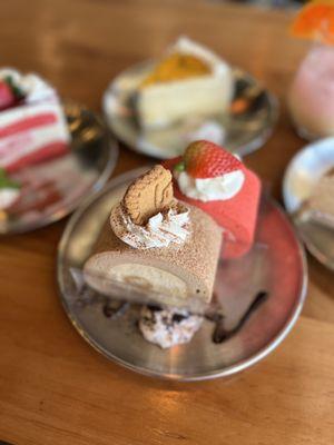 Tiramisu and Strawberry Swiss Rolls