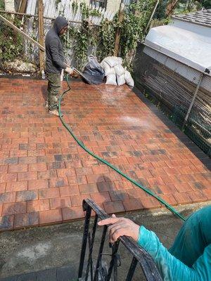 Pavers installed in backyard