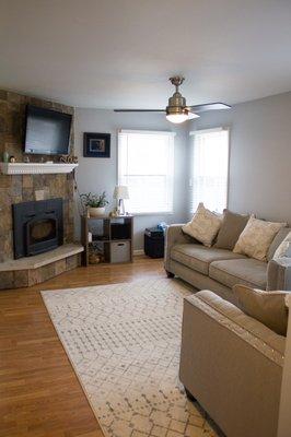 Organized my family room. Even fluffed my couch pillows.